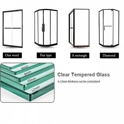 Sala de ducha con puerta corredera de acero inoxidable de vidrio templado para Dubai Luxury Mobile Fitting Set