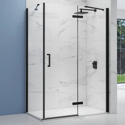 80X80 Negro Cuadrado pequeño de vidrio Casillas de ducha Cabina para el hogar Flat trabajo de borde pulido