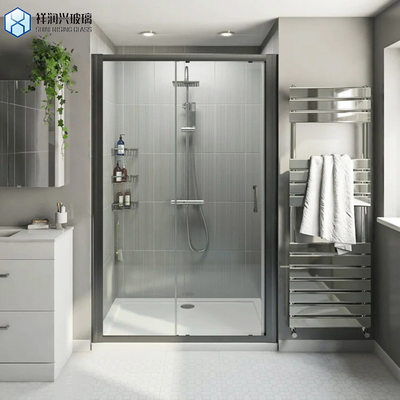 Diseño sin marco personalizado por petición puerta corredera de ducha de vidrio templado para baño