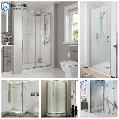 Diseño sin marco personalizado por petición puerta corredera de ducha de vidrio templado para baño