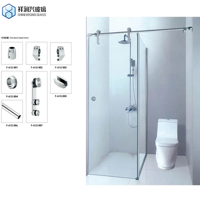 Diseño sin marco personalizado por petición puerta corredera de ducha de vidrio templado para baño