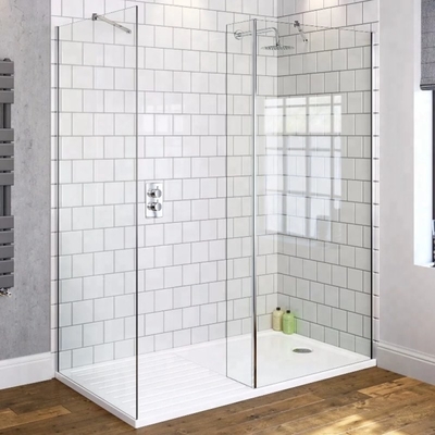 Forma de ventilador Dos puertas correderas Cabina de ducha con vidrio templado y solicitud personalizada