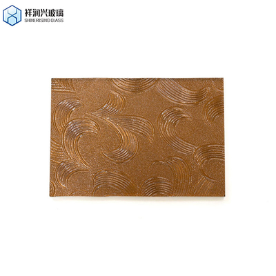 Patrones personalizados Vidrio de arte con decoración de pared grabada 3mm 3.2mm 4mm Vidrio en relieve marrón