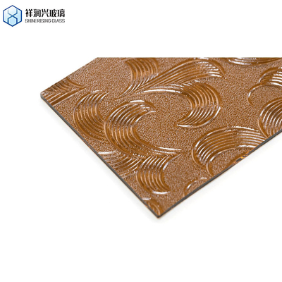 Patrones personalizados Vidrio de arte con decoración de pared grabada 3mm 3.2mm 4mm Vidrio en relieve marrón