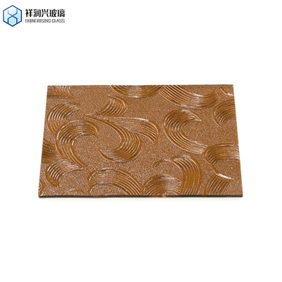 Patrones personalizados Vidrio de arte con decoración de pared grabada 3mm 3.2mm 4mm Vidrio en relieve marrón