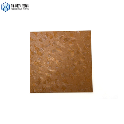 Patrones personalizados Vidrio de arte con decoración de pared grabada 3mm 3.2mm 4mm Vidrio en relieve marrón