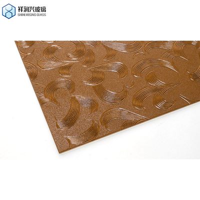 Patrones personalizados Vidrio de arte con decoración de pared grabada 3mm 3.2mm 4mm Vidrio en relieve marrón