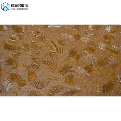 Patrones personalizados Vidrio de arte con decoración de pared grabada 3mm 3.2mm 4mm Vidrio en relieve marrón