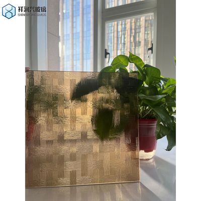 Vidrio plano de 3 mm de bronce Karatachi con patrón / grabado en relieve con borde plano