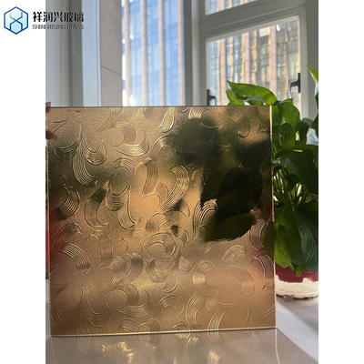 Vidrio plano de 3 mm de bronce Karatachi con patrón / grabado en relieve con borde plano