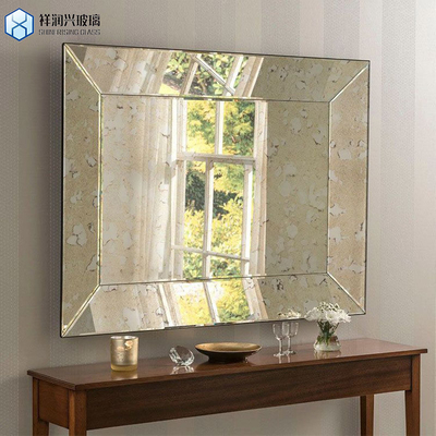 Pedido personalizado Flat bordado pulido espejos decorativos de pared sin marco