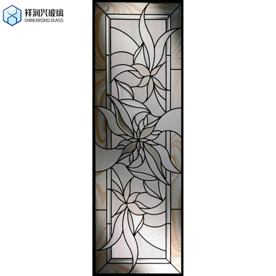 Puerta decorativa de cristal de pintura de vidrio opaco de colores con plomo paneles de vidrio tinto
