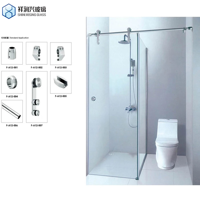 Sala de baño de doble puerta corredera Sala de ducha con cristal templado claro y marco de aleación de aluminio
