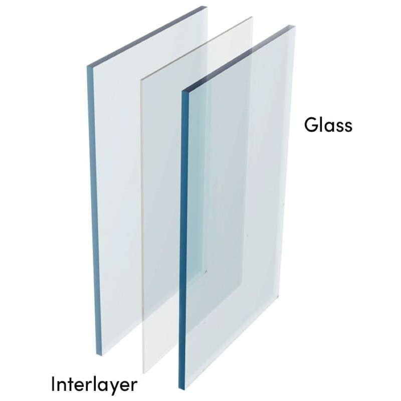 PVB Sgp vidrio laminado templado 6.38mm 8.38mm 10.38mm 12.38mm espesor y tamaño