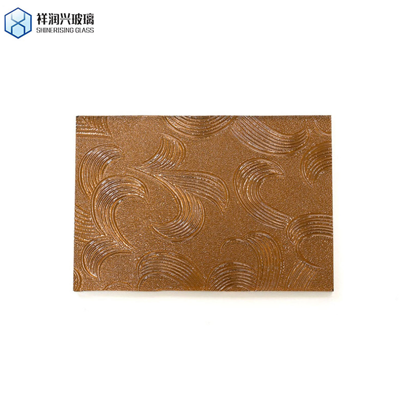 Patrones personalizados Vidrio de arte con decoración de pared grabada 3mm 3.2mm 4mm Vidrio en relieve marrón