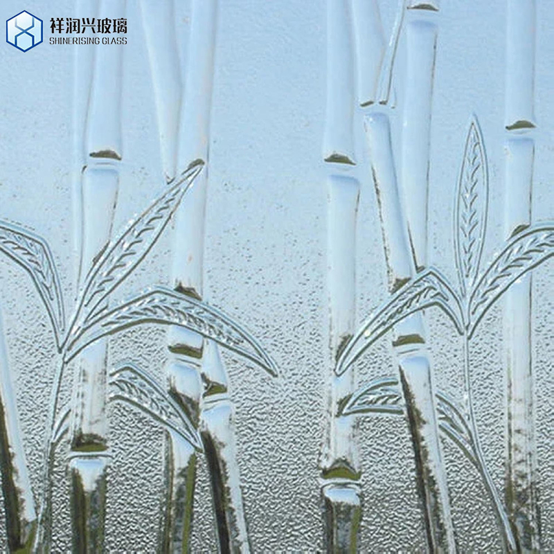Qingdao 3mm-6mm Vidrio azul Flora Claros Moru con patrón Vidrio figurado con CE ISO9001 Seguridad endurecida Patrón de privacidad Vidrio de borde liso pulido